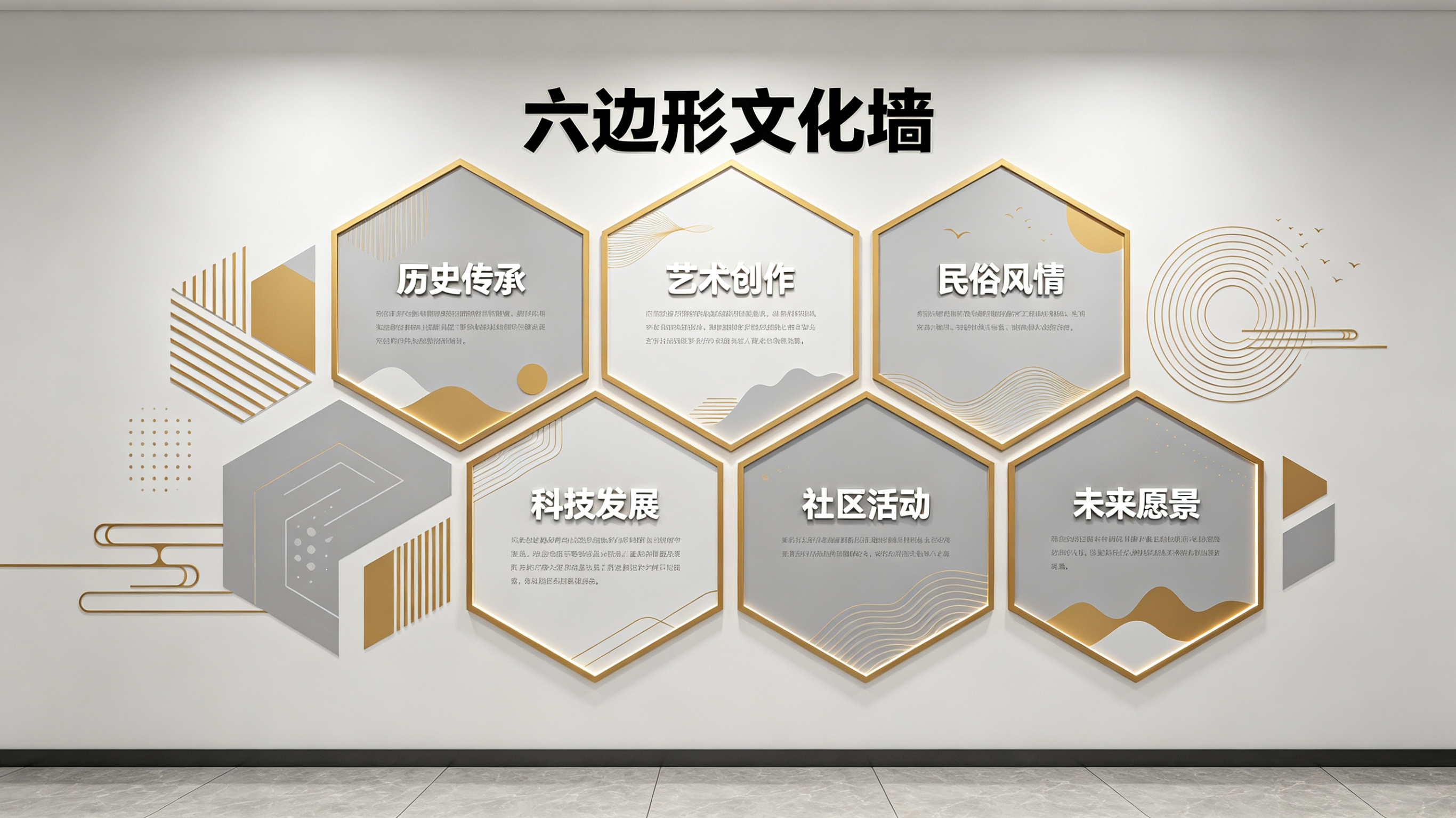 龙胜企业文化墙 | 六边形信息美学